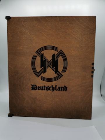 POST WAR 3-PIECES WHISKY SET IN WOODEN CASE STAMPED WAFFEN SS - AMAZE YOUR FRIENDS !!