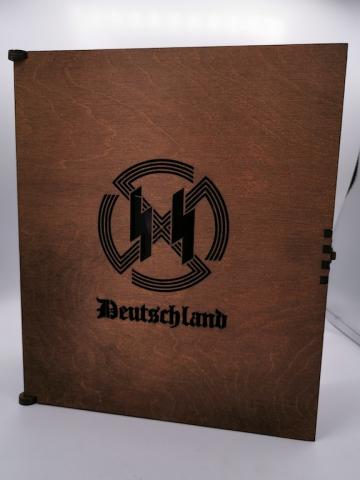 POST WAR 3-PIECES WHISKY SET IN WOODEN CASE STAMPED WAFFEN SS - AMAZE YOUR FRIENDS !!