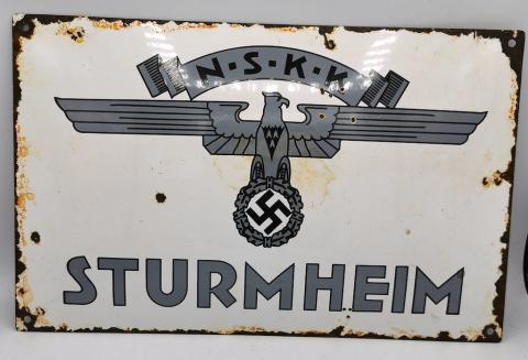 WW2 GERMAN NAZI ORIGINAL NSKK N.S.K.K STURMHEIM STREET SIGN MOTORCYCLE MOTO CLUB HITLER REICH