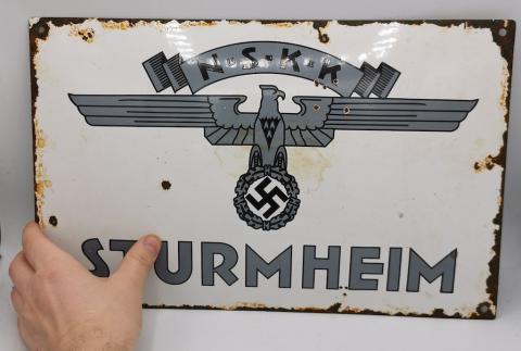 WW2 GERMAN NAZI ORIGINAL NSKK N.S.K.K STURMHEIM STREET SIGN MOTORCYCLE MOTO CLUB HITLER REICH