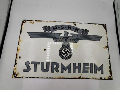 WW2 GERMAN NAZI ORIGINAL NSKK N.S.K.K STURMHEIM STREET SIGN MOTORCYCLE MOTO CLUB HITLER REICH