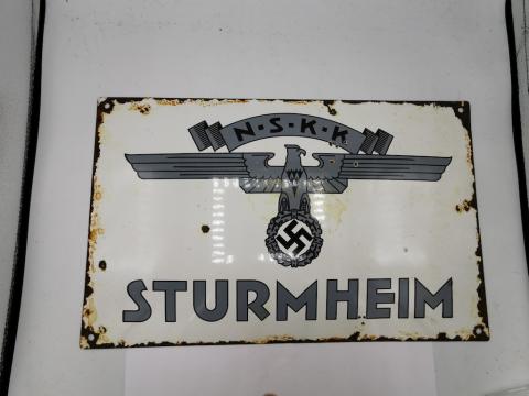 WW2 GERMAN NAZI ORIGINAL NSKK N.S.K.K STURMHEIM STREET SIGN MOTORCYCLE MOTO CLUB HITLER REICH