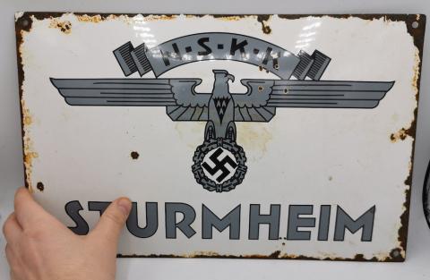 WW2 GERMAN NAZI ORIGINAL NSKK N.S.K.K STURMHEIM STREET SIGN MOTORCYCLE MOTO CLUB HITLER REICH