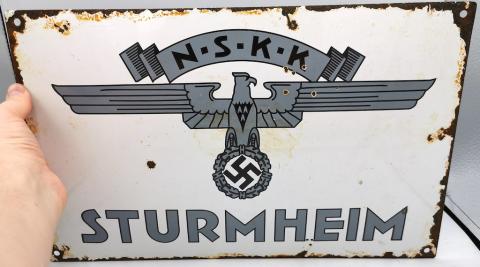 WW2 GERMAN NAZI ORIGINAL NSKK N.S.K.K STURMHEIM STREET SIGN MOTORCYCLE MOTO CLUB HITLER REICH