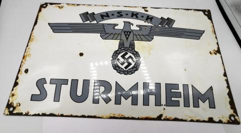 WW2 GERMAN NAZI ORIGINAL NSKK N.S.K.K STURMHEIM STREET SIGN MOTORCYCLE MOTO CLUB HITLER REICH