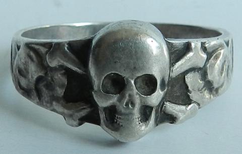 WW2 GERMAN NAZI ORIGINAL FOR SALE WAFFEN SS TOTENKOPF PANZER DIVISION OFFICER SILVER RING
