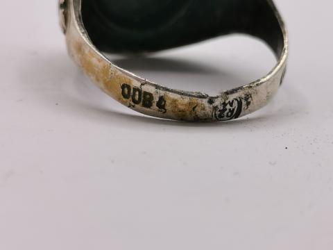 WW2 GERMAN NAZI WAFFEN SS SILVER RING OFFICER MARKED 800 SS RUNES ORIGINAL FOR SALE MILITARIA