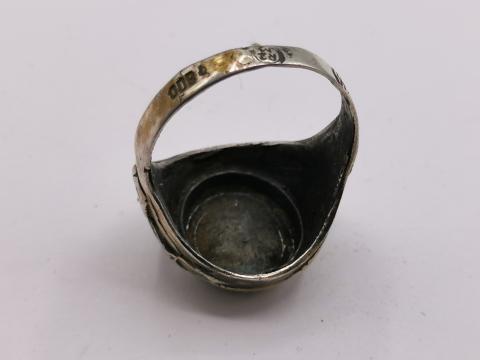 WW2 GERMAN NAZI WAFFEN SS SILVER RING OFFICER MARKED 800 SS RUNES ORIGINAL FOR SALE MILITARIA