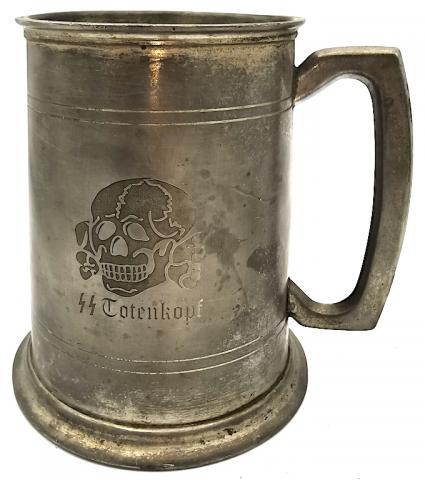 WW2 GERMAN NAZI WAFFEN SS TOTENKOPF DIVISION SILVERWARE MUG SS SKULL ORIGINAL MILITARIA SELLER FOR SALE