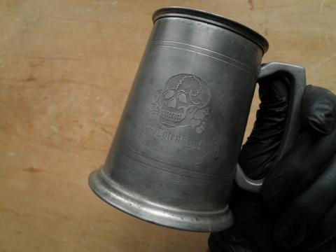 WW2 GERMAN NAZI WAFFEN SS TOTENKOPF DIVISION SILVERWARE MUG SS SKULL ORIGINAL MILITARIA SELLER FOR SALE
