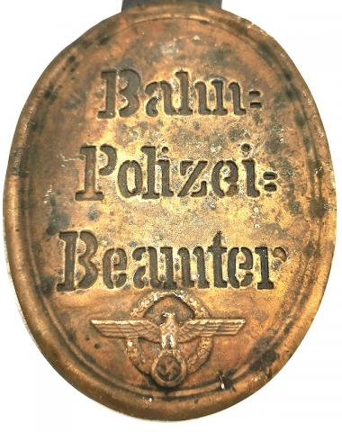 WW2 GERMAN NAZI Bahnschutzpolizei BSP Railway Protection Police POLIZEI TUNIC BUTTON BADGE