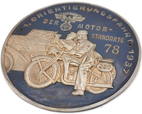WW2 GERMAN NAZI DER MOTOR ss STANDARTE NSKK MOTORCYCLE CLUB PLATE BADGE N.S.K.K BMW HARLEY DAVIDSON