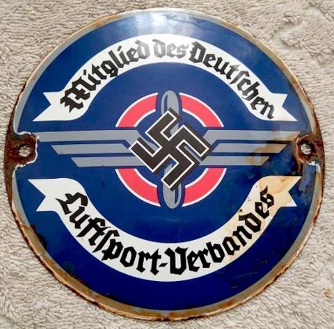 WW2 GERMAN NAZI Deutscher Luftsportverbandes - German Air Sports Association. PANEL SIGN - HERMANN GOERING LUFTWAFFE