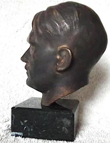 WW2 GERMAN NAZI EARLY ADOLF HITLER BUST HEAD STATUE BRASS PODIUM MARBLE NSDAP PARTISAN III REICH