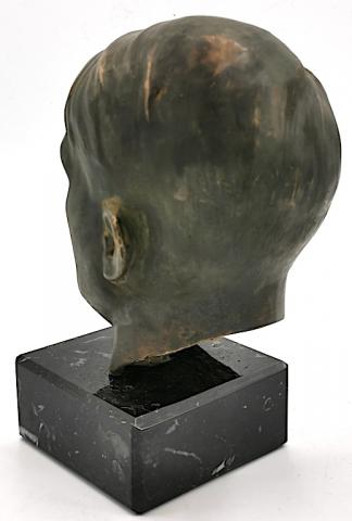 WW2 GERMAN NAZI EARLY ADOLF HITLER BUST HEAD STATUE BRASS PODIUM MARBLE NSDAP PARTISAN III REICH