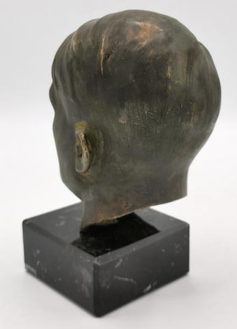 WW2 GERMAN NAZI EARLY ADOLF HITLER BUST HEAD STATUE BRASS PODIUM MARBLE NSDAP PARTISAN III REICH