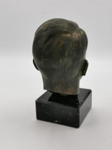 WW2 GERMAN NAZI EARLY ADOLF HITLER BUST HEAD STATUE BRASS PODIUM MARBLE NSDAP PARTISAN III REICH