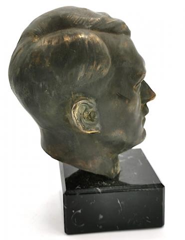 WW2 GERMAN NAZI EARLY ADOLF HITLER BUST HEAD STATUE BRASS PODIUM MARBLE NSDAP PARTISAN III REICH