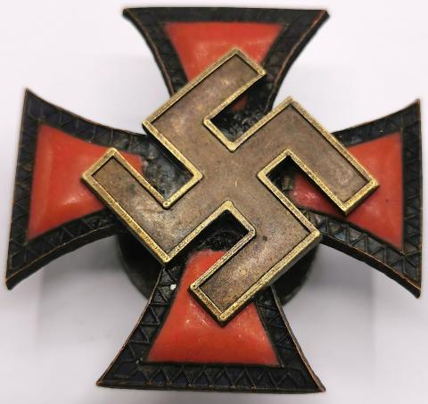 swastika pin badgeWW2 GERMAN NAZI EARLY NSDAP PARTISAN IRON CROSS SWASTIKA ENAMEL BADGE MEDAL AWARD MARKED