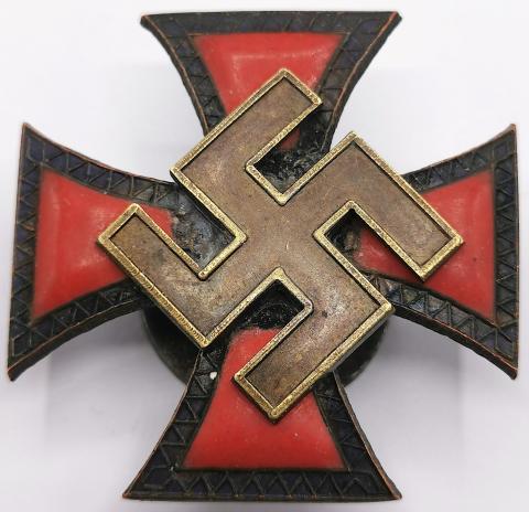 WW2 GERMAN NAZI EARLY NSDAP PARTISAN IRON CROSS SWASTIKA ENAMEL BADGE MEDAL AWARD MARKED