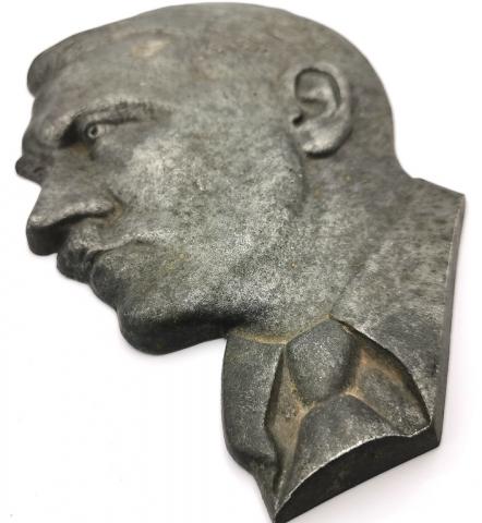 WW2 GERMAN NAZI EARLY NSDAP THIRD REICH ADOLF HITLER WALL HEAD BUST METAL PLATE PARTISANS