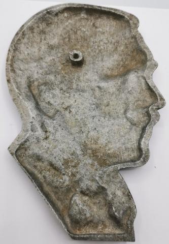 WW2 GERMAN NAZI EARLY NSDAP THIRD REICH ADOLF HITLER WALL HEAD BUST METAL PLATE PARTISANS