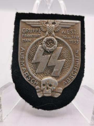 WW2 GERMAN NAZI EARLY WAFFEN SS PANZER GRUPPE FRANKFURT WEST 1933 BADGE WITH SKULL