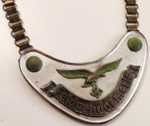 WW2 GERMAN NAZI FELDGENDARMERIE GORGET LUFTWAFFE SS CHAIN RZM