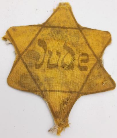 WW2 GERMAN NAZI HOLOCAUST ORIGINAL WORN STAR OF DAVID JUDE JEW JEWISH JOOD JUIF PATCH SHOA