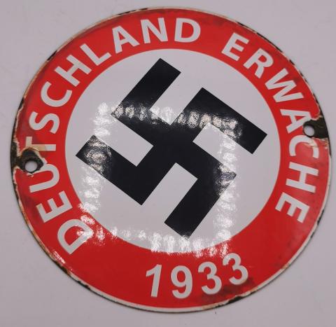 WW2 GERMAN NAZI III REICH NSDAP Deutschland is erwacht 1933 METAL WALL PANEL SIGN