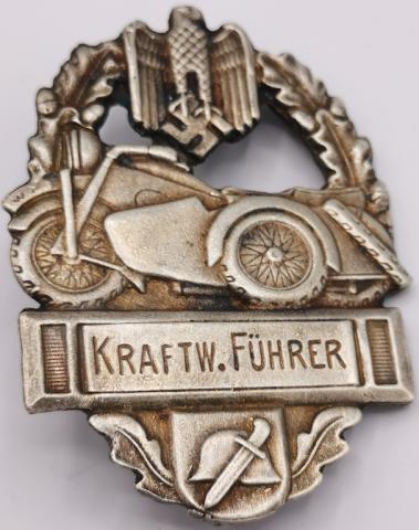 WW2 GERMAN NAZI kraftw.fuhrer MOTORCYCLE CLUB BADGE MEDAL AWARD NSKK N.S.K.K BMW HARLEY DAVIDSON TRIUMPH