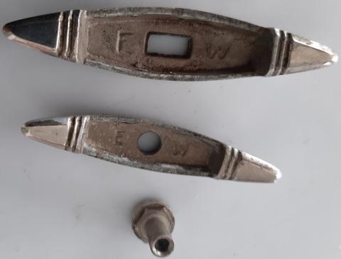 WW2 GERMAN NAZI LATE SA SS DAGGER NICKEL PLATED CROSSGUARD SET + NUT PART ORIGINAL NON MAGNETIC