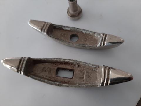 WW2 GERMAN NAZI LATE SA SS DAGGER NICKEL PLATED CROSSGUARD SET + NUT PART ORIGINAL NON MAGNETIC