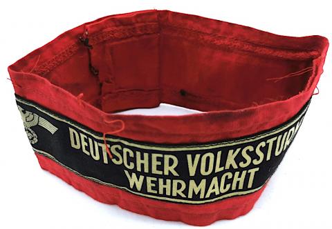 WW2 GERMAN NAZI LATE WAR DEUTSCHER VOLKSSTURM WEHRMACHT TUNIC ARMBAND