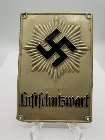 WW2 GERMAN NAZI LUFTCHUTZWART SWASTIKA THIRD REICH WALL PLATE LUFTSCHUTZ