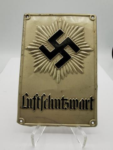 WW2 GERMAN NAZI LUFTCHUTZWART SWASTIKA THIRD REICH WALL PLATE LUFTSCHUTZ