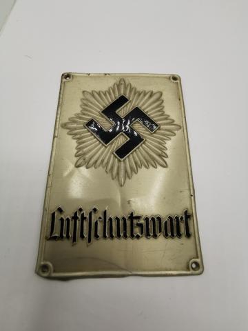 WW2 GERMAN NAZI LUFTCHUTZWART SWASTIKA THIRD REICH WALL PLATE LUFTSCHUTZ