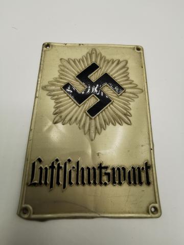 WW2 GERMAN NAZI LUFTCHUTZWART SWASTIKA THIRD REICH WALL PLATE LUFTSCHUTZ