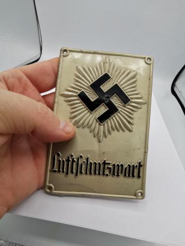 WW2 GERMAN NAZI LUFTCHUTZWART SWASTIKA THIRD REICH WALL PLATE LUFTSCHUTZ