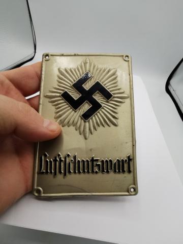 WW2 GERMAN NAZI LUFTCHUTZWART SWASTIKA THIRD REICH WALL PLATE LUFTSCHUTZ