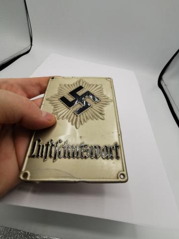 WW2 GERMAN NAZI LUFTCHUTZWART SWASTIKA THIRD REICH WALL PLATE LUFTSCHUTZ