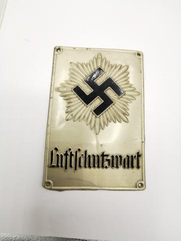 WW2 GERMAN NAZI LUFTCHUTZWART SWASTIKA THIRD REICH WALL PLATE LUFTSCHUTZ