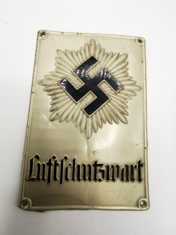 WW2 GERMAN NAZI LUFTCHUTZWART SWASTIKA THIRD REICH WALL PLATE LUFTSCHUTZ