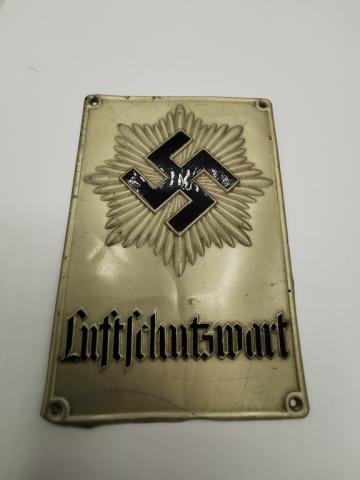 WW2 GERMAN NAZI LUFTCHUTZWART SWASTIKA THIRD REICH WALL PLATE LUFTSCHUTZ