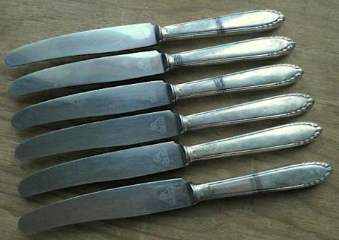 WW2 GERMAN NAZI NICE SET OF 6 WAFFEN SS KNIVES SILVERWARE CUTLERY KNIFE SET