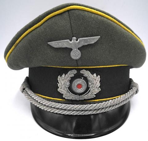 WW2 GERMAN NAZI NICE WEHRMACHT SIGNAL KORPS OFFICER VISOR CAP HEADGEAR ORIGINAL MILITARY FOR SALE DEALER