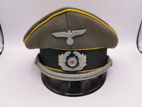 WW2 GERMAN NAZI NICE WEHRMACHT SIGNAL KORPS OFFICER VISOR CAP HEADGEAR ORIGINAL MILITARY FOR SALE DEALER
