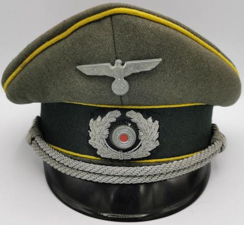 WW2 GERMAN NAZI SIGNAL KORPS OFFICER VISOR CAP HEADGEAR ORIGINAL MILITARY FOR SALE DEALER