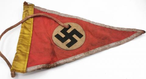 WW2 GERMAN NAZI NSDAP CAR PENNANT FLAG THIRD REICH PARADE SWASTIKA ORIGINAL