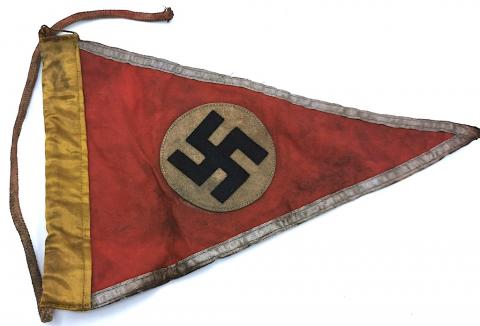 WW2 GERMAN NAZI NSDAP CAR PENNANT FLAG THIRD REICH PARADE SWASTIKA ORIGINAL